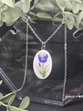 Cameo Pendant Necklace Blue & white