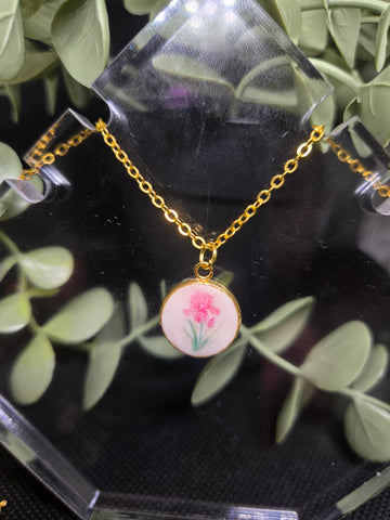Cameo Pendant Necklace round Pink