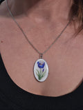 Cameo Pendant Necklace Blue & white
