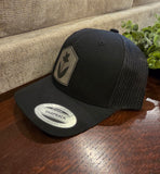 Leather Iris Patch Hat (black, gray)