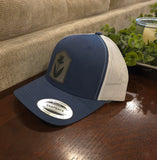 Leather Iris Patch Hat (blue, gray)