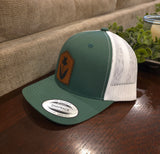 Leather Iris Patch Hat (green, brown)