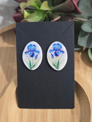 Iris Cameos "Blue Iris Earrings"