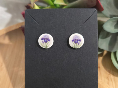 Iris Cameos Earrings "Purple"