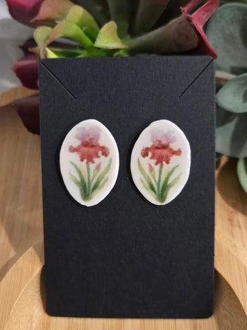 Iris Cameos "Pink Iris Earrings"