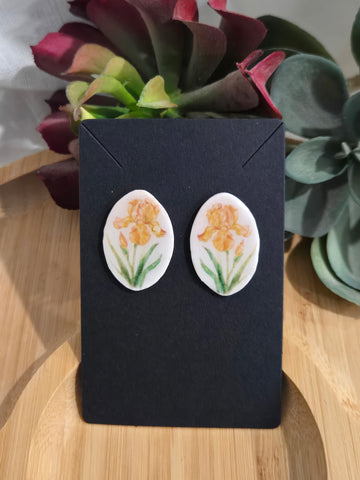 Iris Cameos "Orange Iris Earrings"