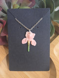 Iris Petal Drop Necklace Pink