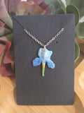 Iris Petal Drop Necklace Blue