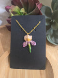 Iris Petal Drop Necklace Pink/purple