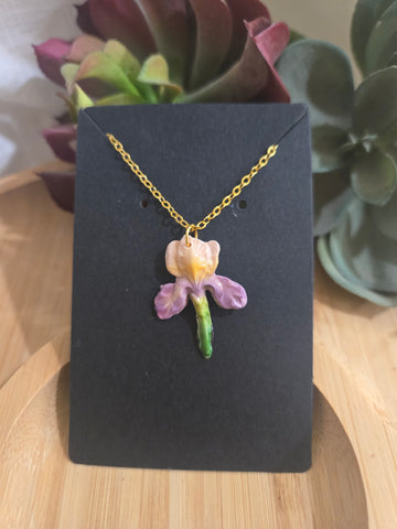 Iris Petal Drop Necklace Pink/purple