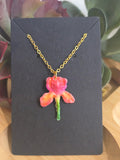 Iris Petal Drop Necklace Bright Pink