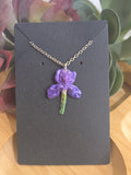Iris Petal Drop Necklace Purple