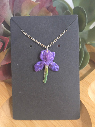 Iris Petal Drop Necklace Purple