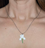 Iris Petal Drop Necklace White