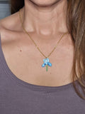 Iris Petal Drop Necklace Blue
