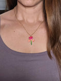 Iris Petal Drop Necklace Bright Pink